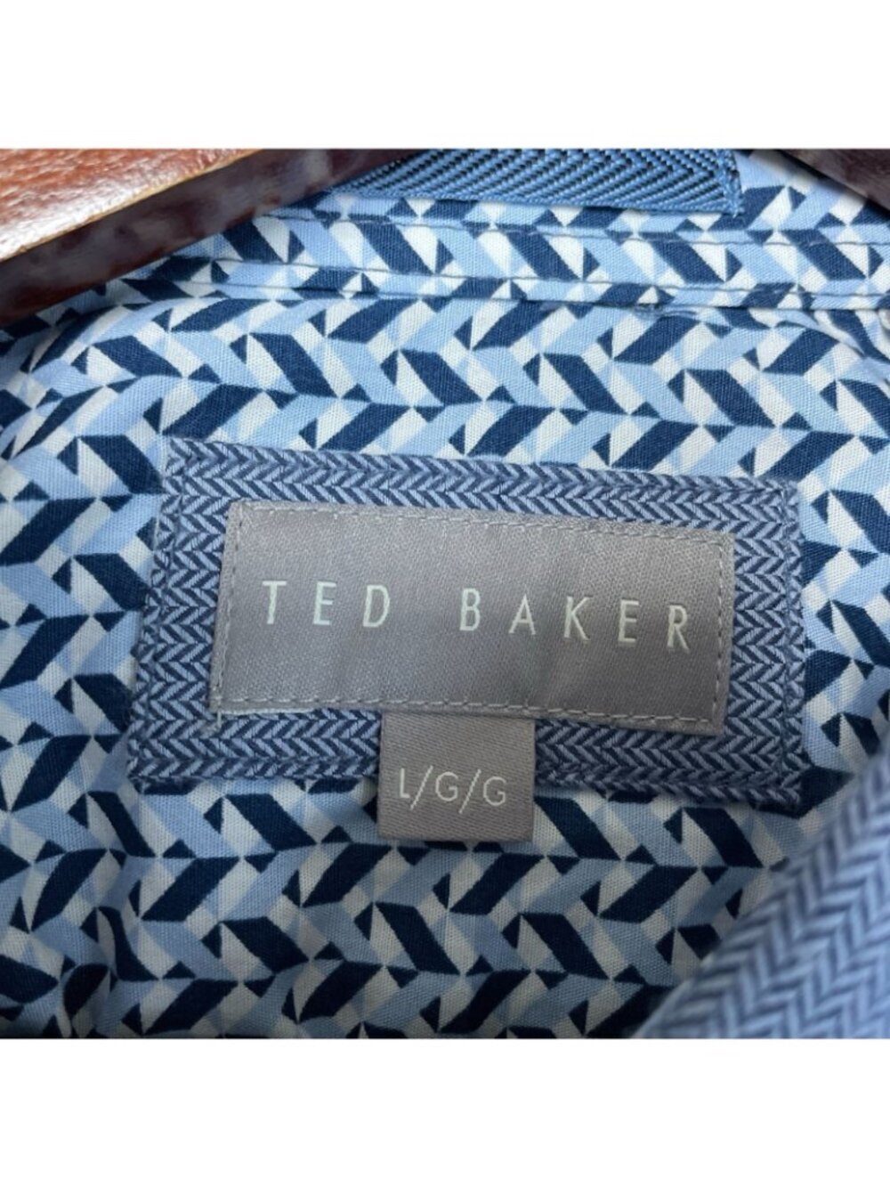 Ted Baker Men's L Blue Herringbone Long Sleeve Button Down Dress Shirt  e1676 - Picture 7 of 10